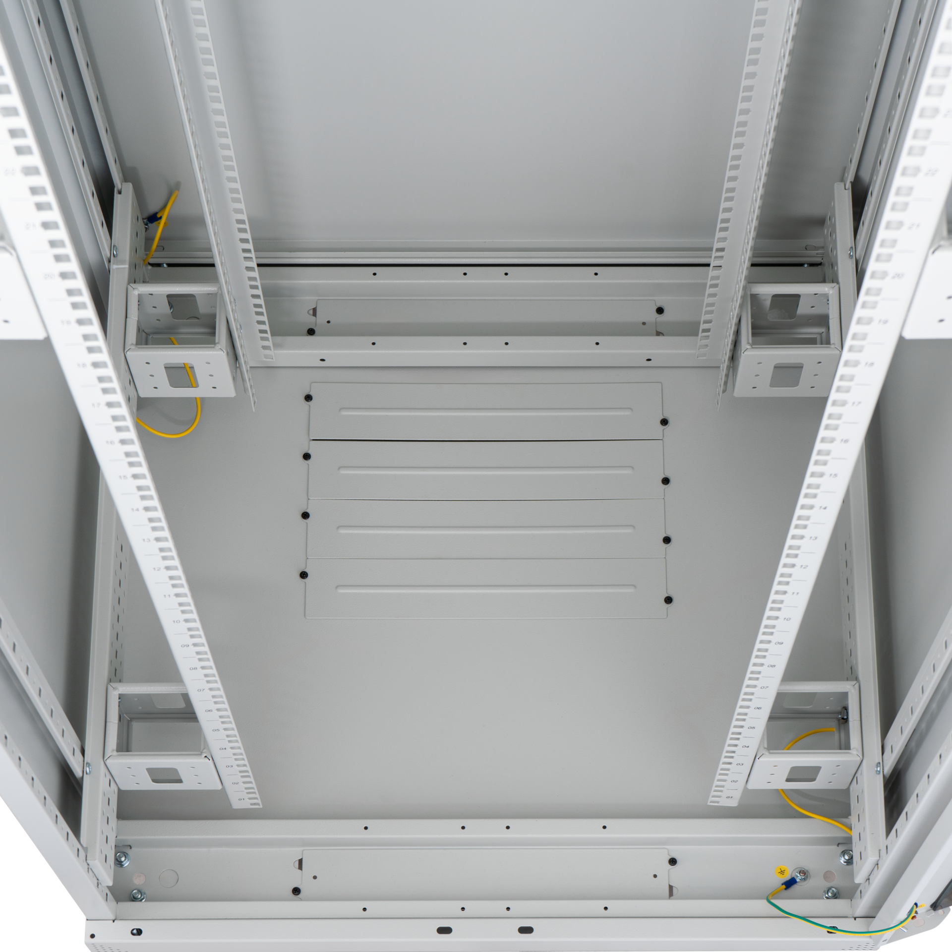 19''Network Cabinet PEL 42HE 600x600 RAL7035 front glass 1-pc. rear steel 1-pc