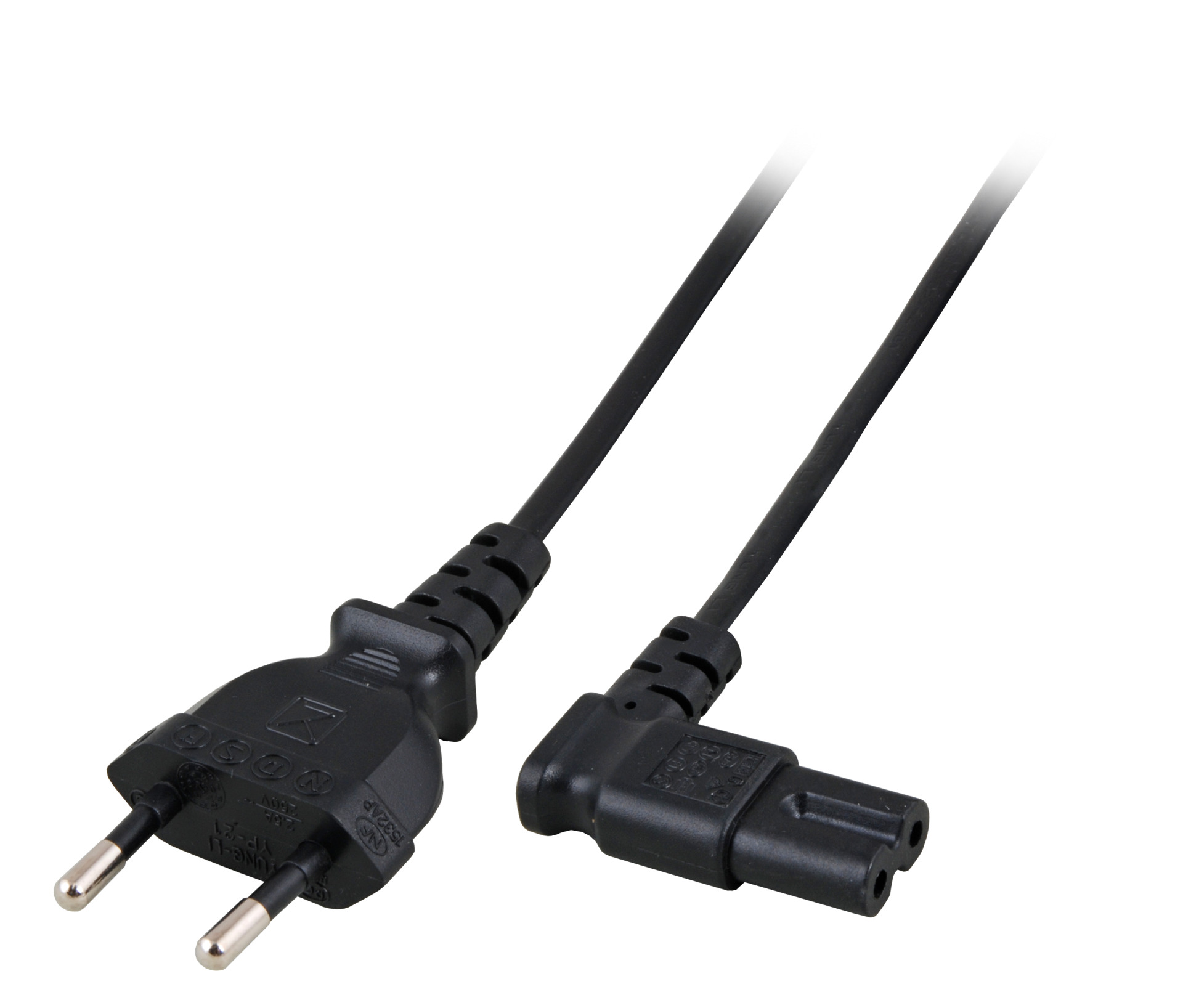Power Cable Euro - C7 90° Left/Right, Black, 2.0 m, 2 x 0.75 mm²