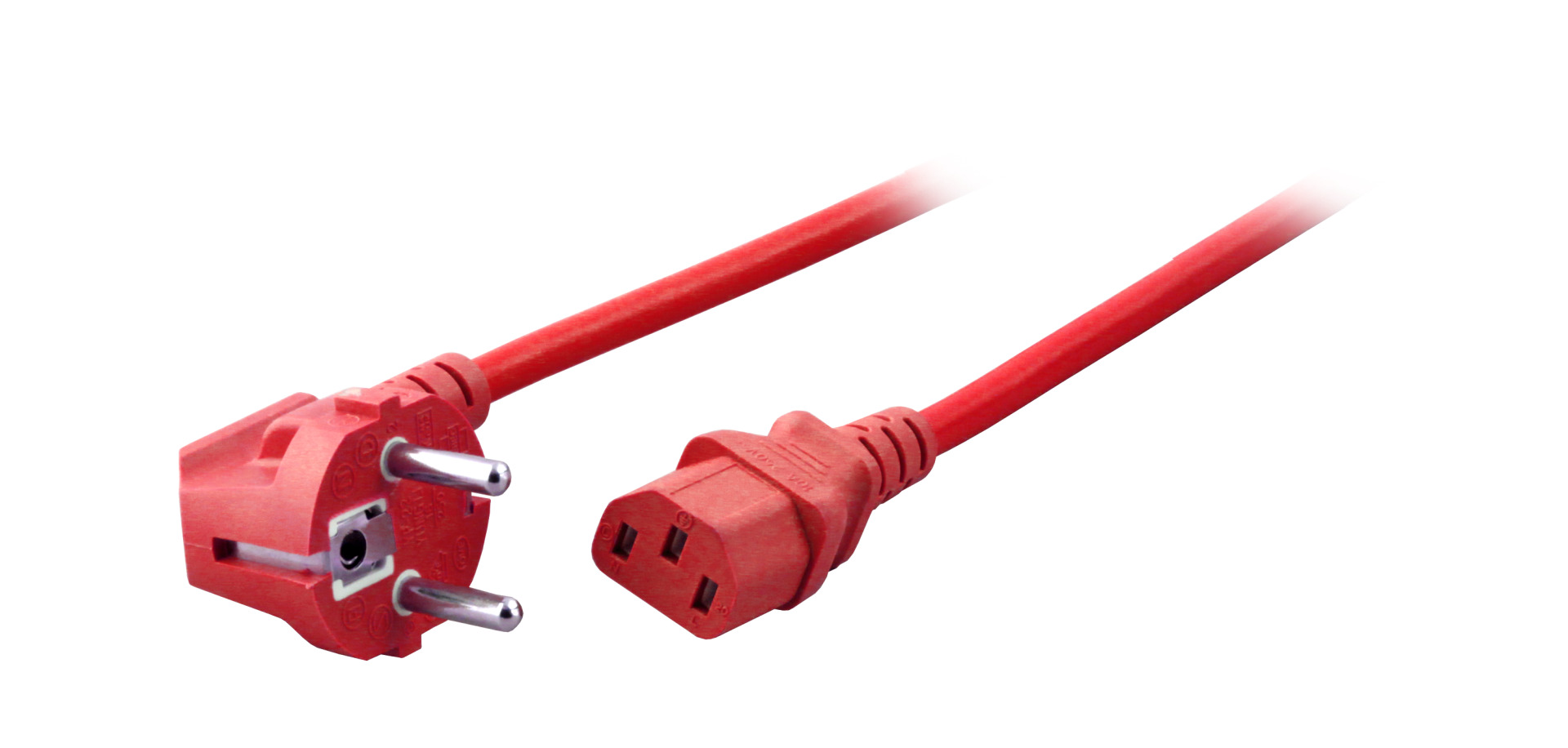Power Cable CEE7/7 90° - C13 180°, Red