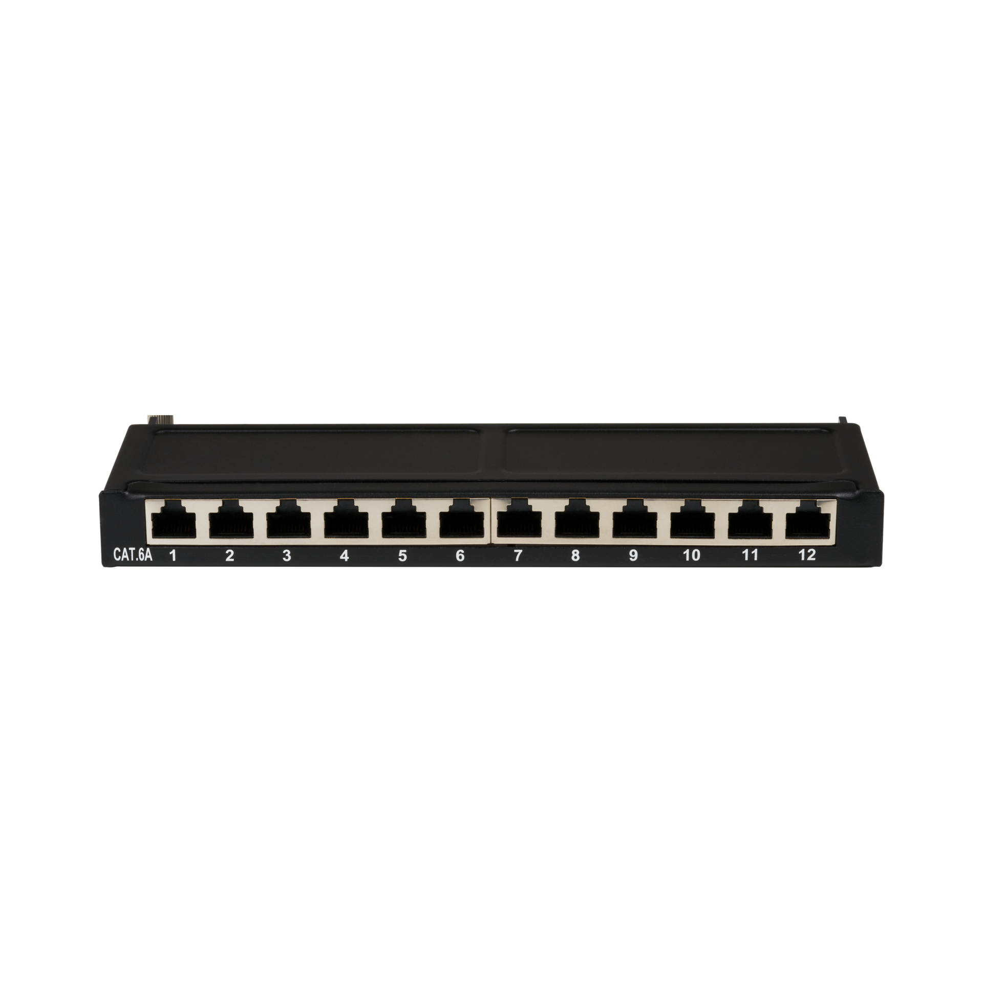 Mini-Patchpanel STP 12xRJ45 Cat.6A, 10“ 0,5U, RAL9005 black