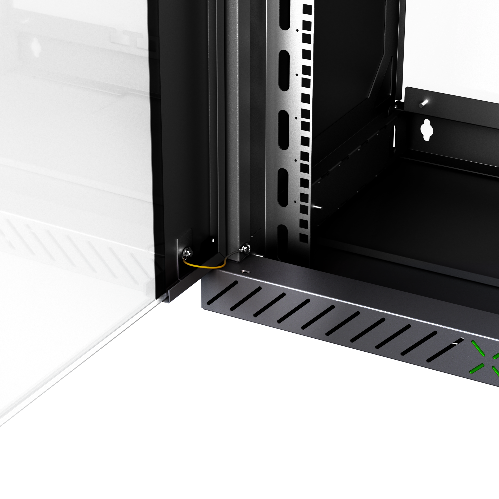 Wall Cabinet X-Rack w. glass door 400-600mm 9U Black RAL9005