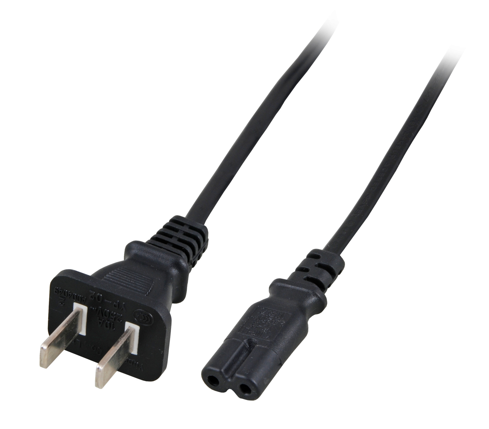 Power Cable China Type A - C7 180°, Black, 1.8 m, 2 x 0.75 mm²