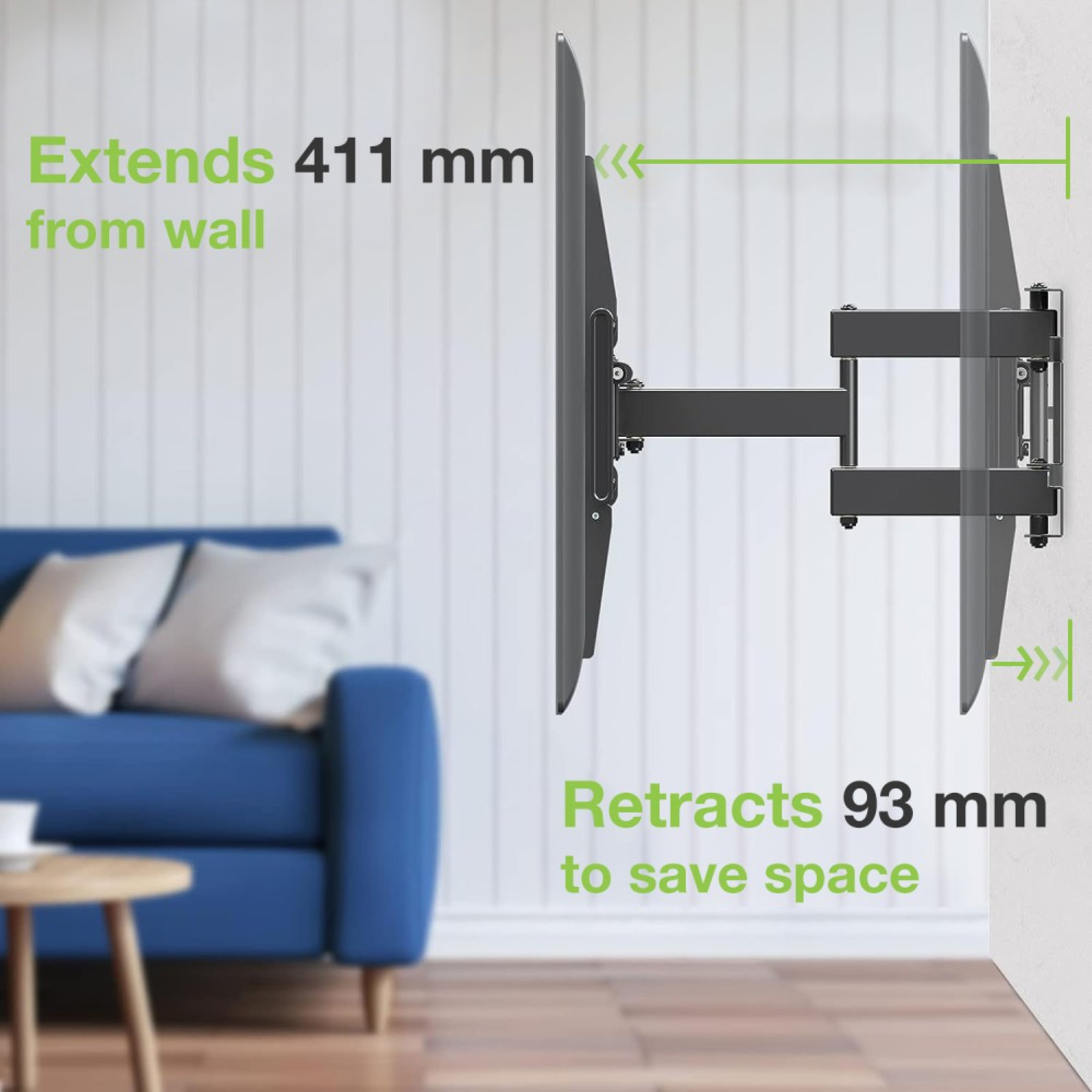 Techly wall bracket with double poor full-motion for 42-75" LCD TV