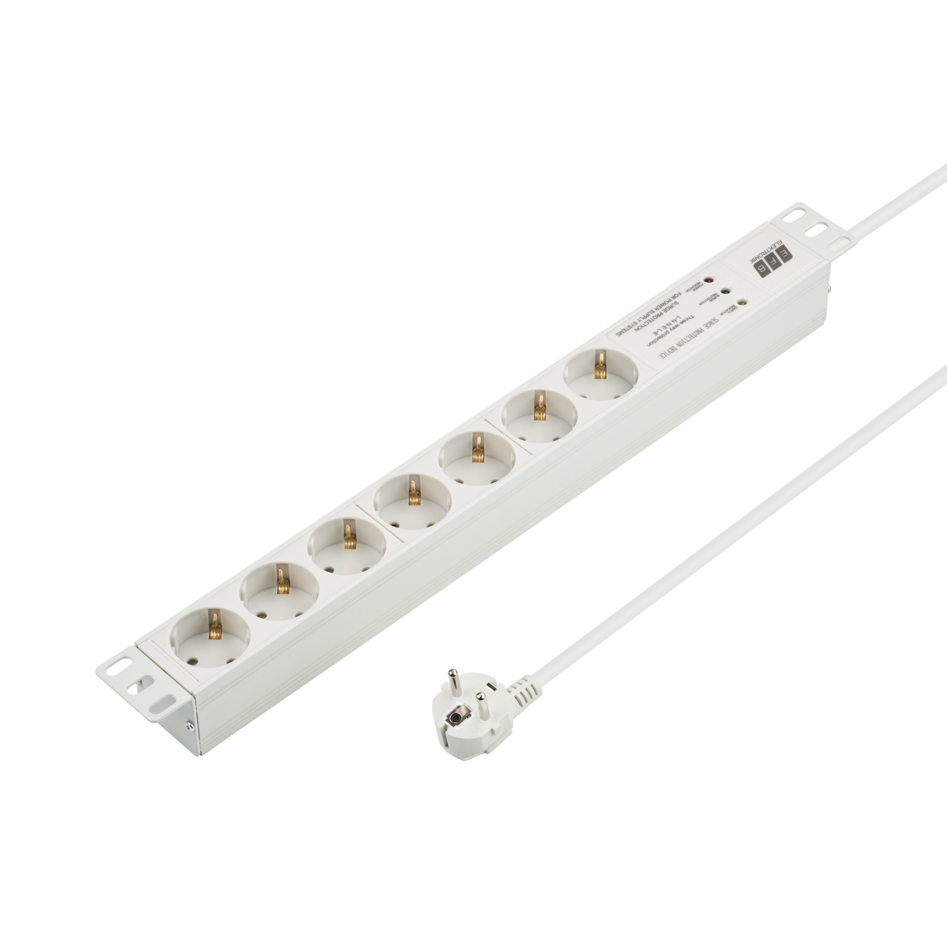 19“ 1U Socket Strip 7 x CEE 7/3 with Surge Protection